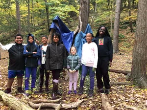 Elementary group at overnight camp at Corlears