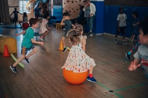 First graders having fun in the gym