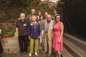 Group at Corlears 50th birthday backyard party