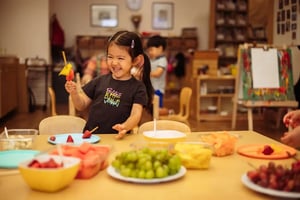 PreK student having a blast learning about food -crop